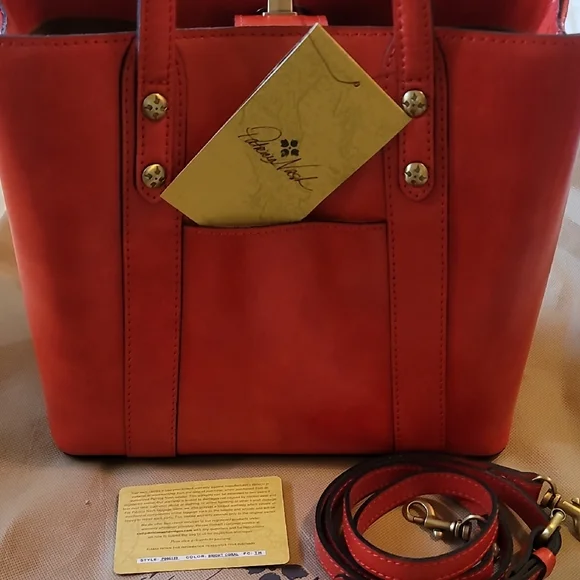 Patricia Nash Bright Coral Woven Leather Tote - Picture 5 of 12
